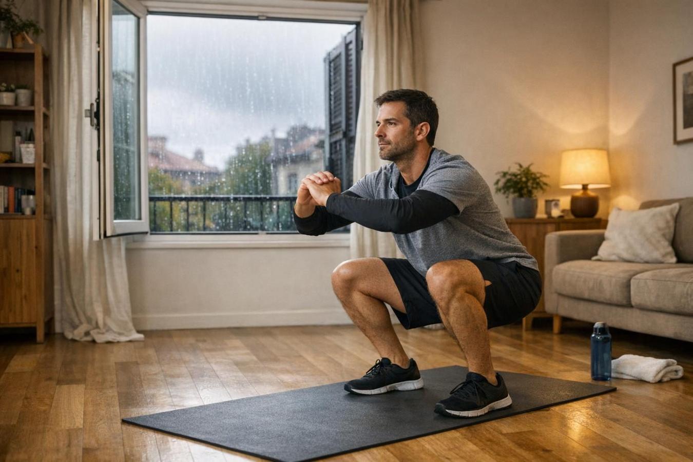 Allenarsi in casa quando piove: come gestire aria, spazio e temperatura