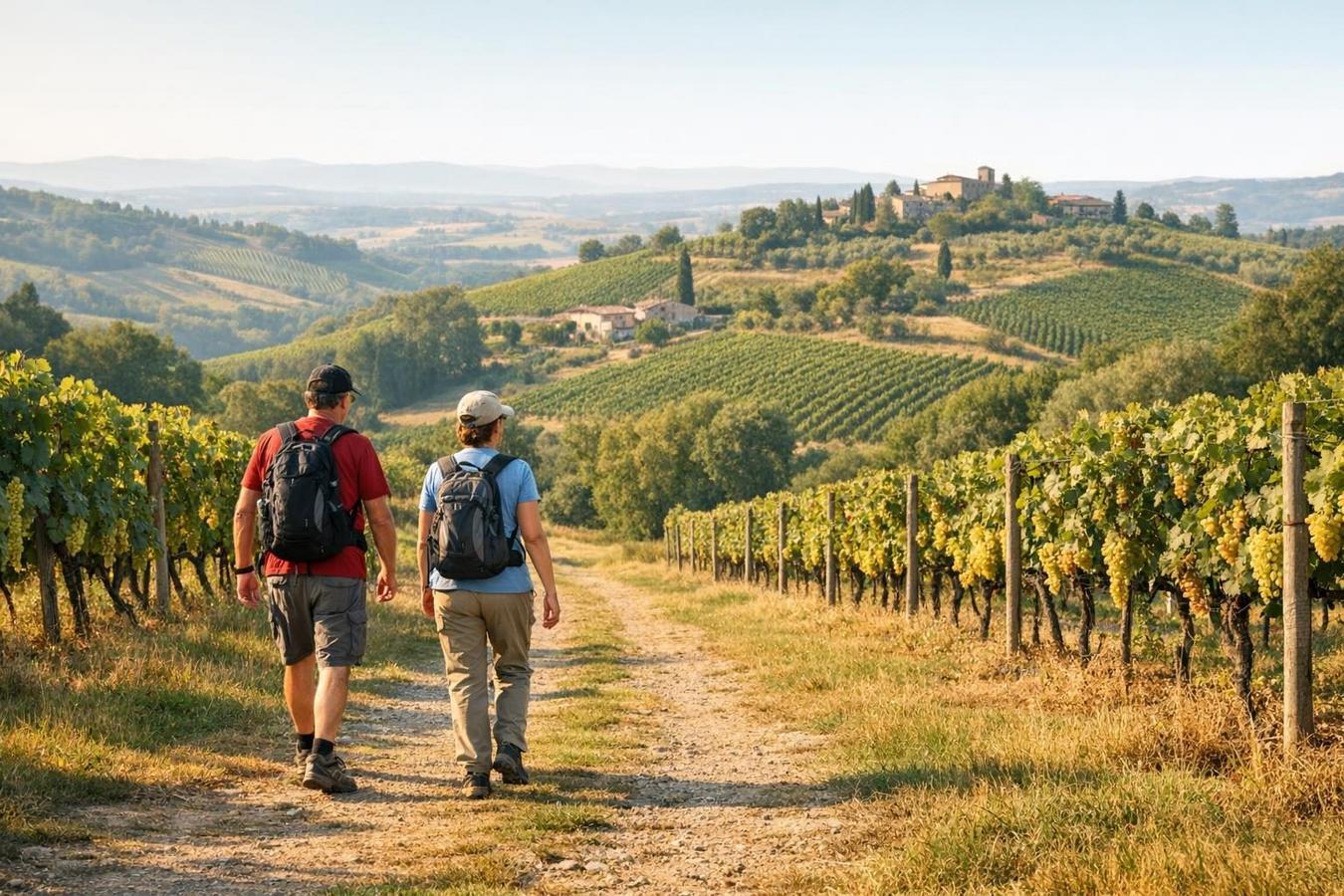 Camminare tra vigne e colline a settembre: prepararsi a salite, discese e caldo residuo