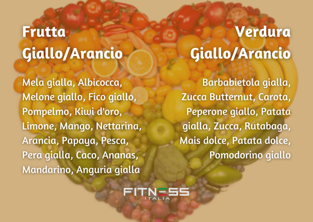 Frutta e verdura giallo arancio