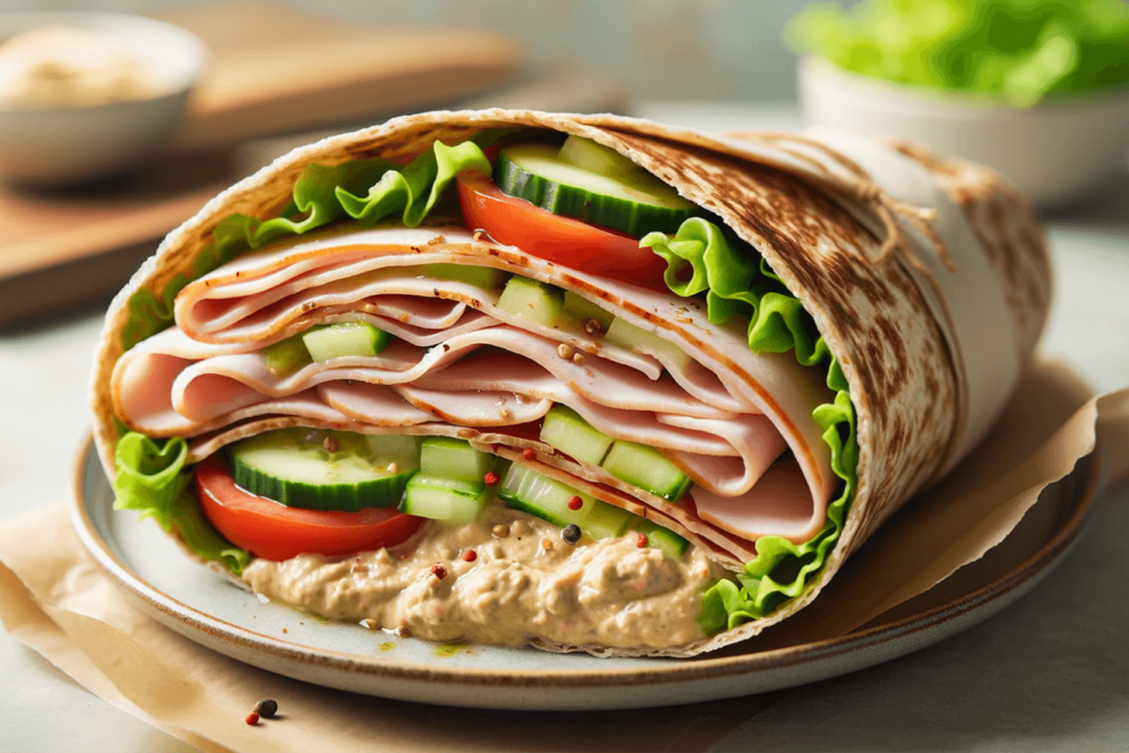 Ricetta Wrap Integrale con Tacchino Affumicato e Hummus