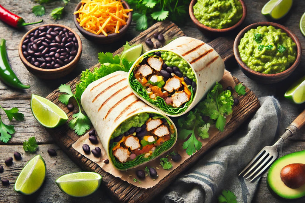 Burrito di Pollo e Fagioli Neri con Salsa Guacamole