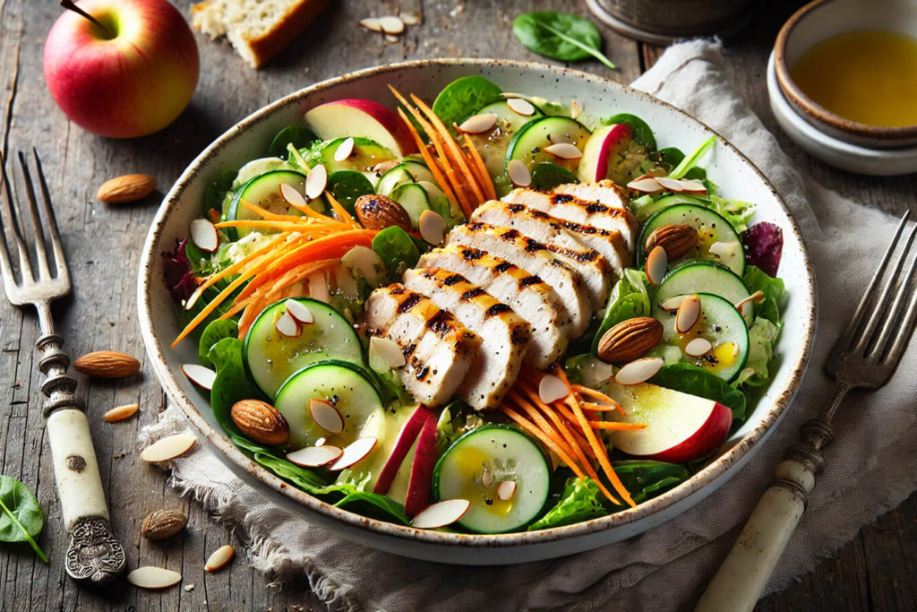 Insalata di Pollo alla Griglia con Mandorle e Mela