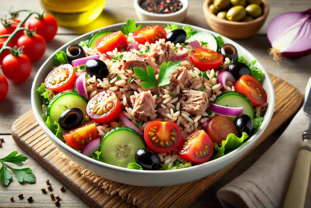 Insalata di Riso Integrale con Tonno e Pomodorini
