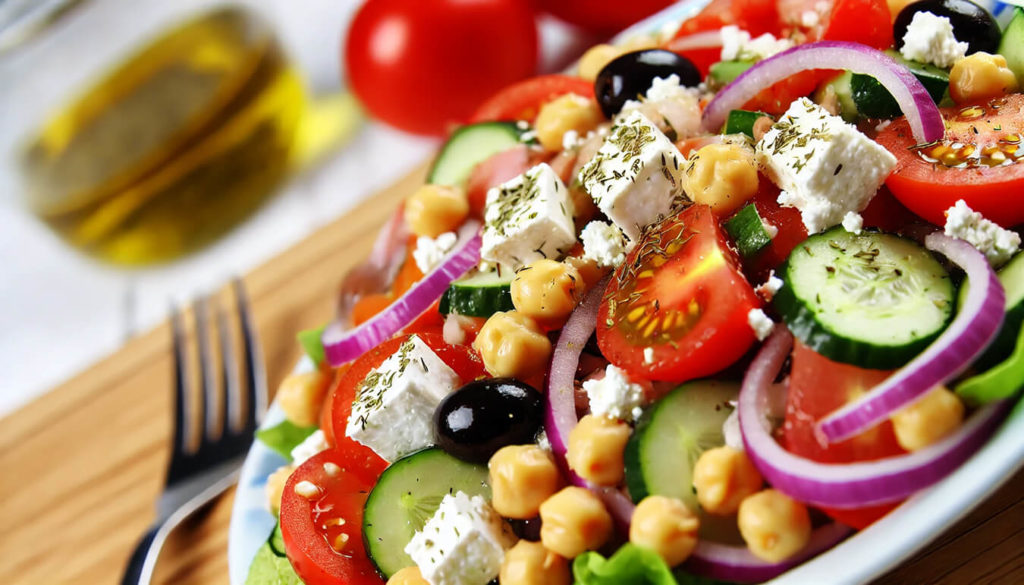 Insalata Greca con Ceci e Feta Ricetta