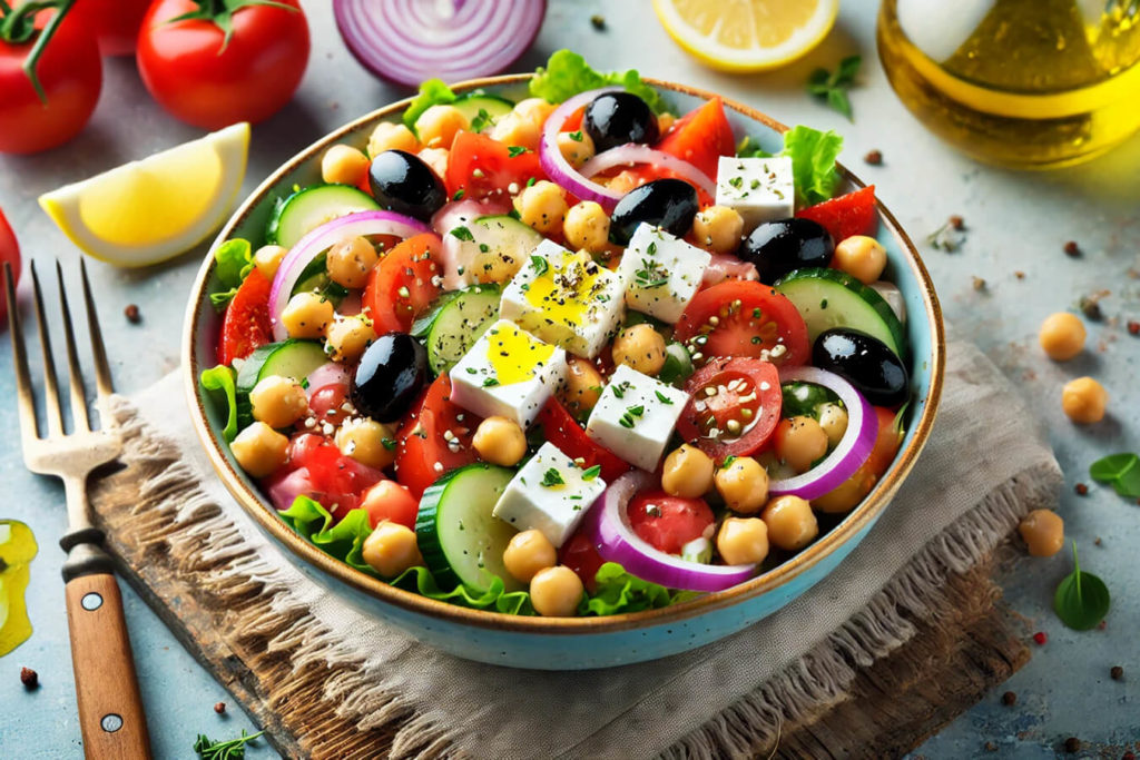 Insalata Greca con Ceci e Feta Ricetta