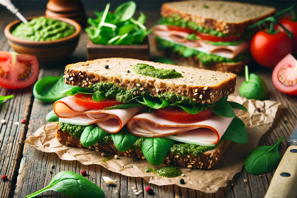 Panino Integrale con Tacchino Affumicato e Pesto: Ricetta