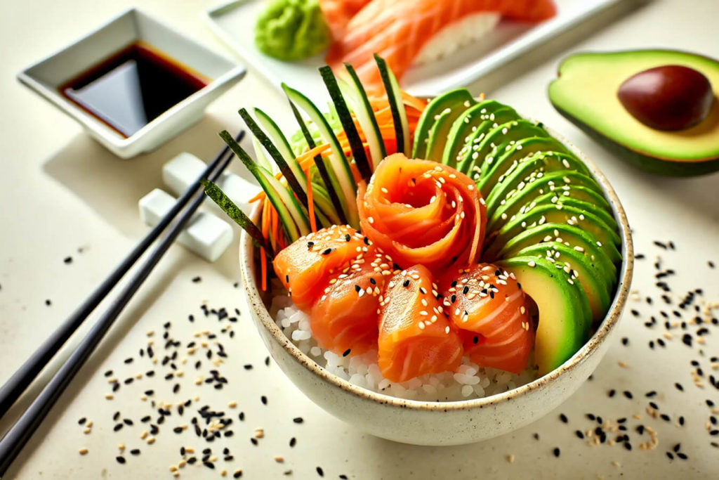 Sushi Bowl con Salmone Crudo e Avocado