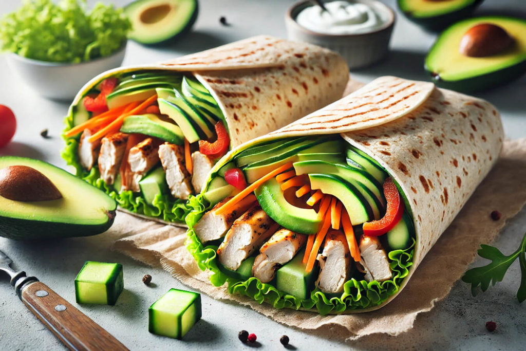 Wrap di Pollo alla Griglia con Avocado e Verdure Croccanti