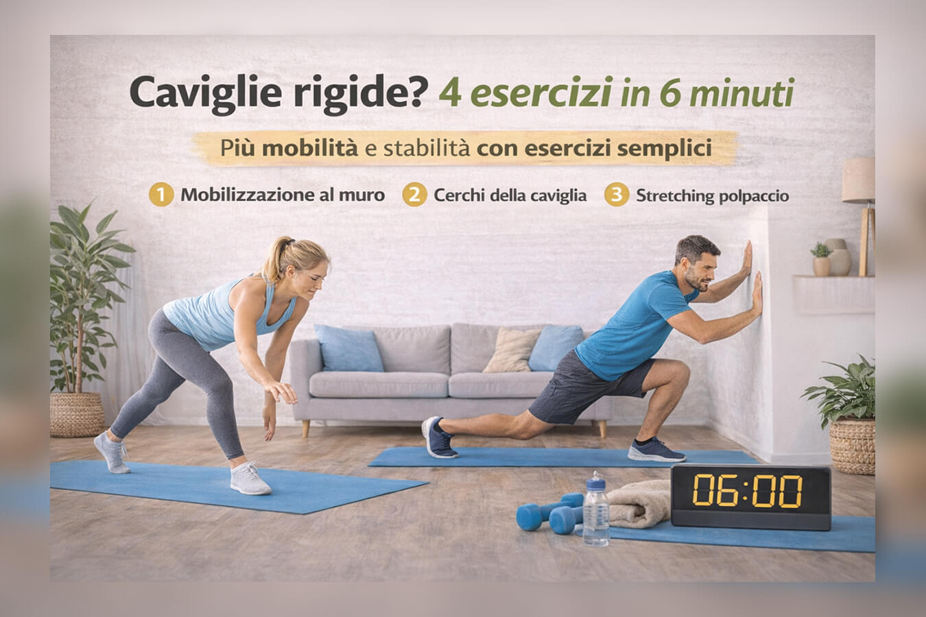 Esercizi per le caviglie rigide: 6 minuti, 4 mosse