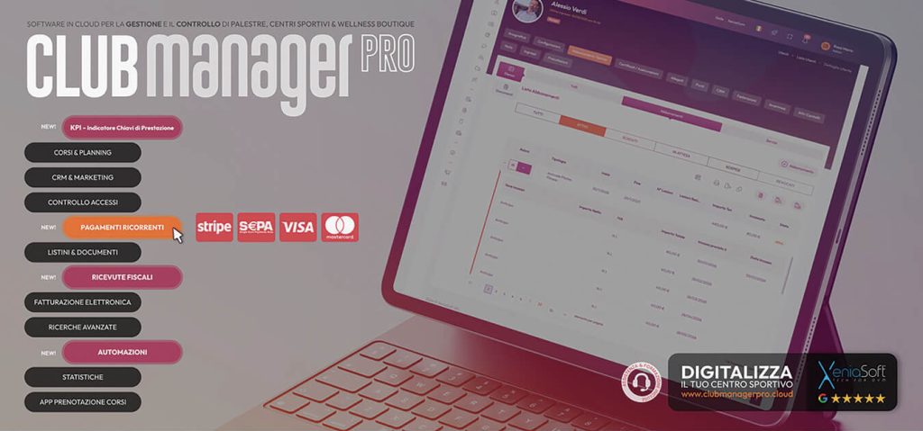 Club Manager Pro: incassi puntuali in automatico per la tua palestra