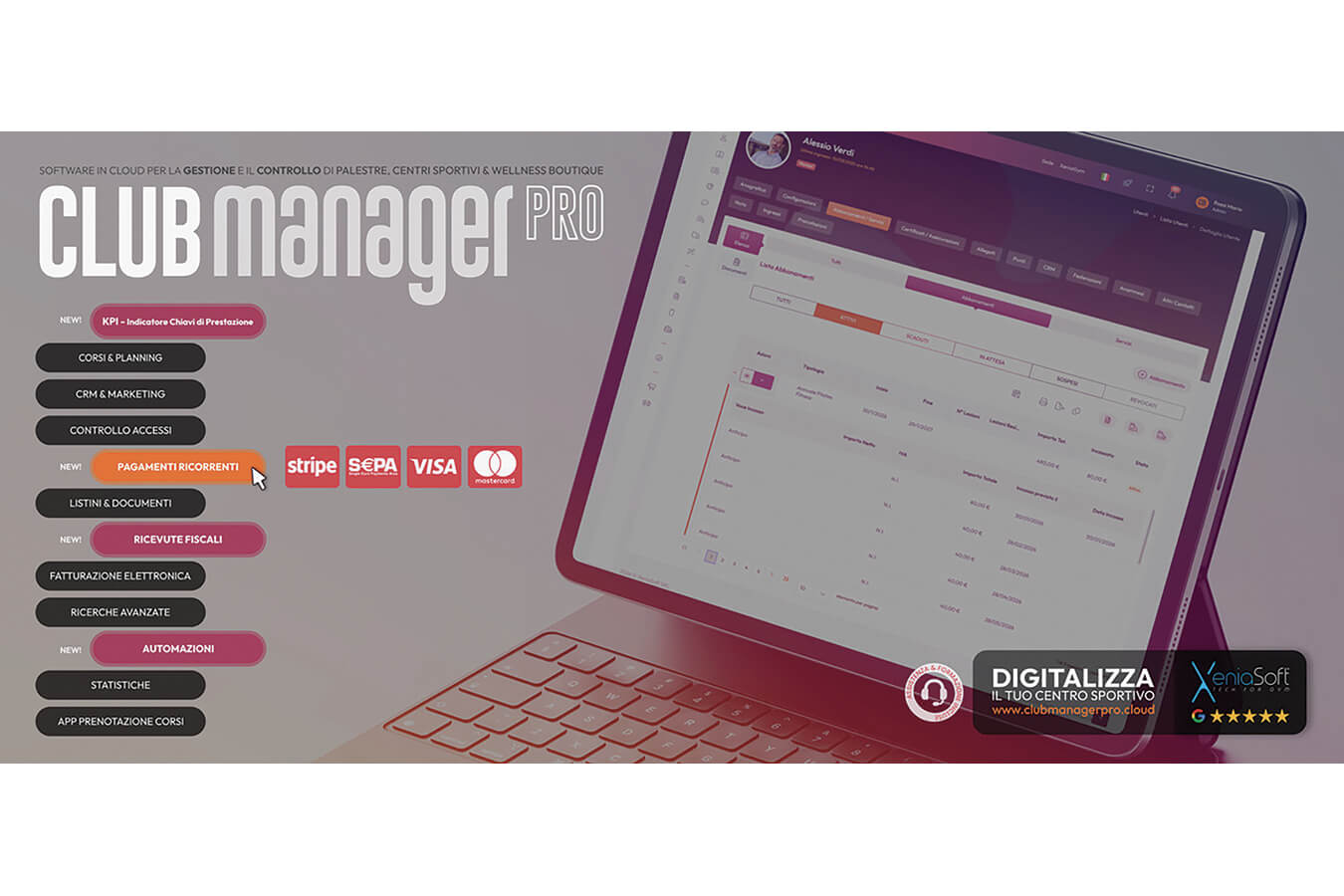 Club Manager Pro: incassi puntuali in automatico per la tua palestra