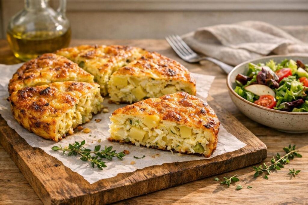 Frittata al forno con cavolo cappuccio e patate per le prime sere d'autunno