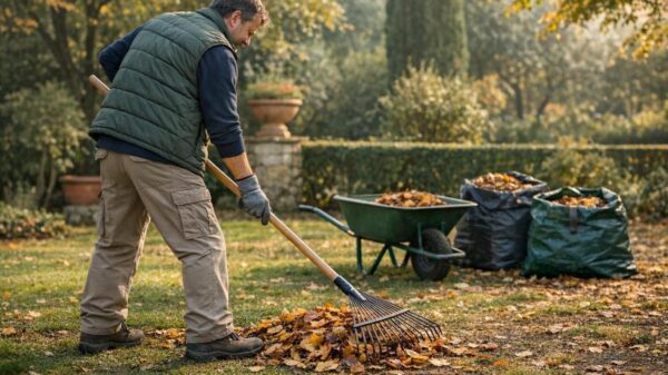 Raccogliere le foglie senza sovraccaricare la schiena: tecnica, pause e attrezzi
