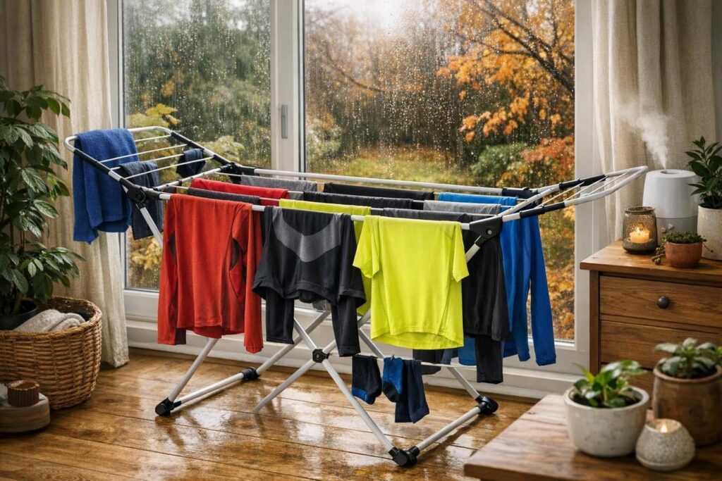 Abbigliamento sportivo umido in autunno: come lavare e asciugare i capi tecnici quando fuori c’è umidità