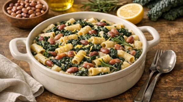 Pasta con cavolo nero e borlotti: una cena autunnale morbida e consistente