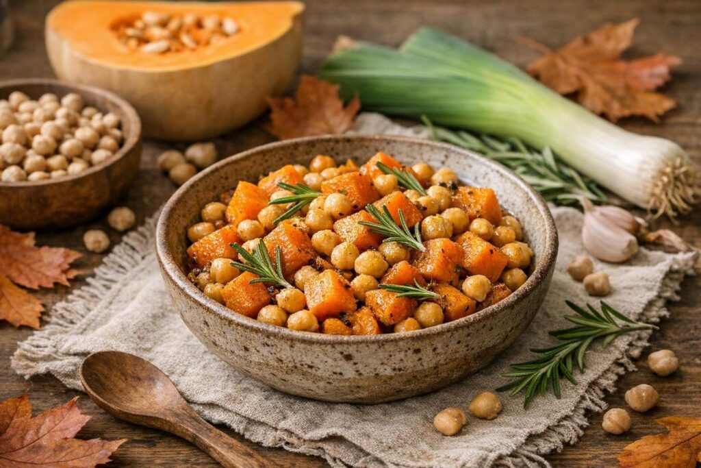Pranzo completo con zucca e ceci: una ricetta autunnale semplice e nutriente