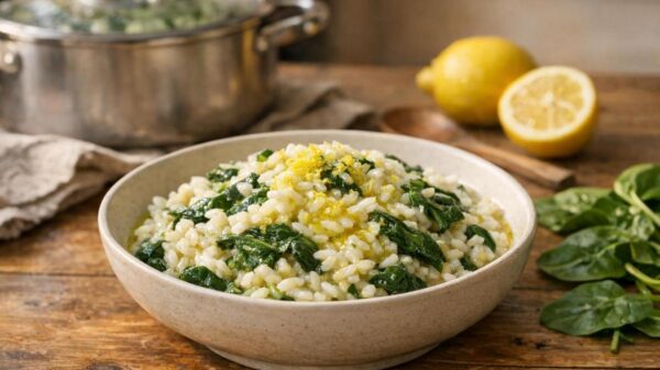 Riso al limone con spinaci d’autunno: una pentola per le sere di ottobre