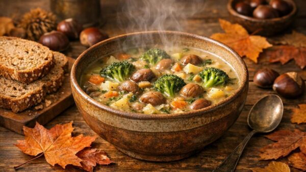 Zuppa autunnale con castagne e broccoli: una cena calda per ottobre